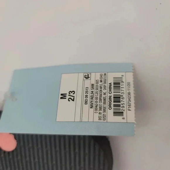 New Cat & jack Flip Flops M (2-3) Neon Pink Navy Blue Rainbow Sandals Shoes - Picture 6 of 6